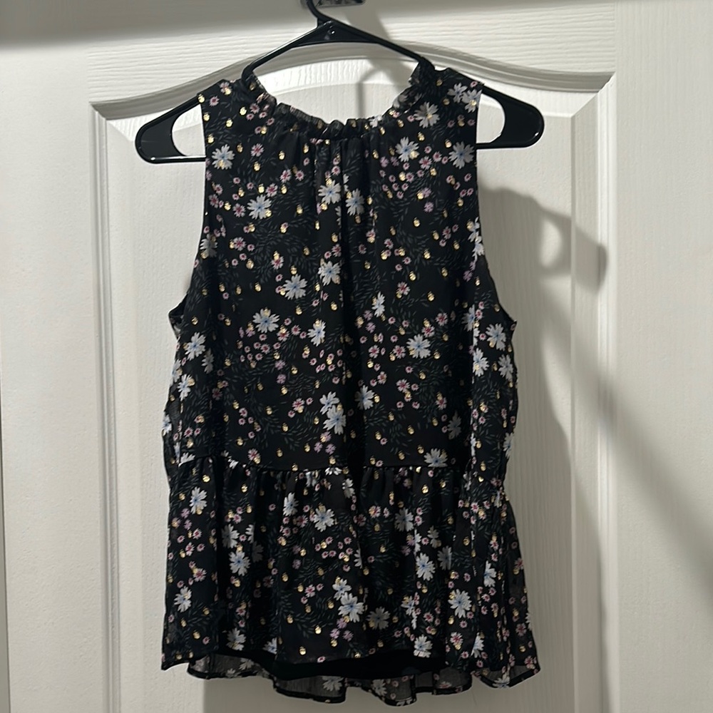 Floral Black Sleeveless Women's Top